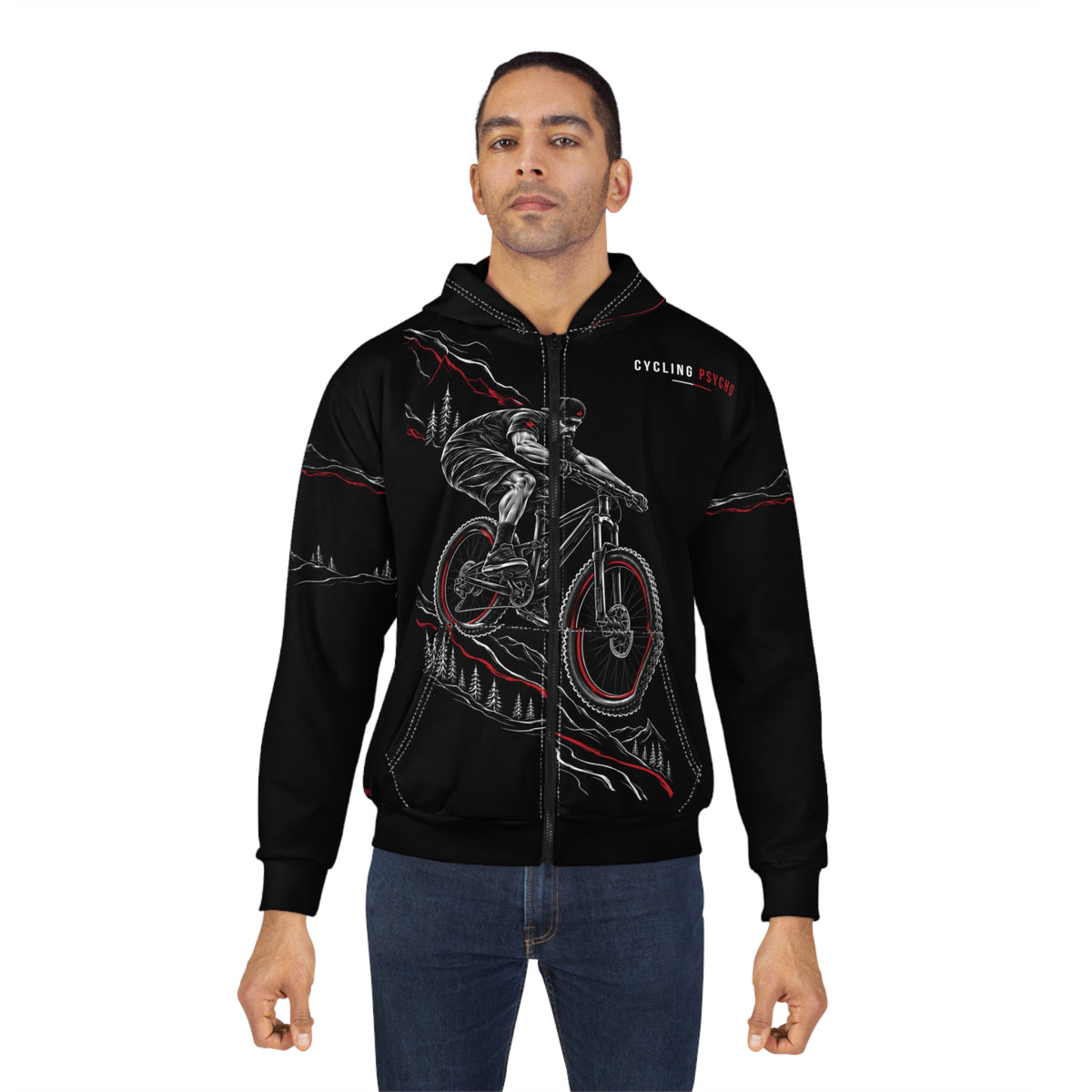 Cycling Psycho - Gravity Rebel - Black - Unisex Zip Hoodie