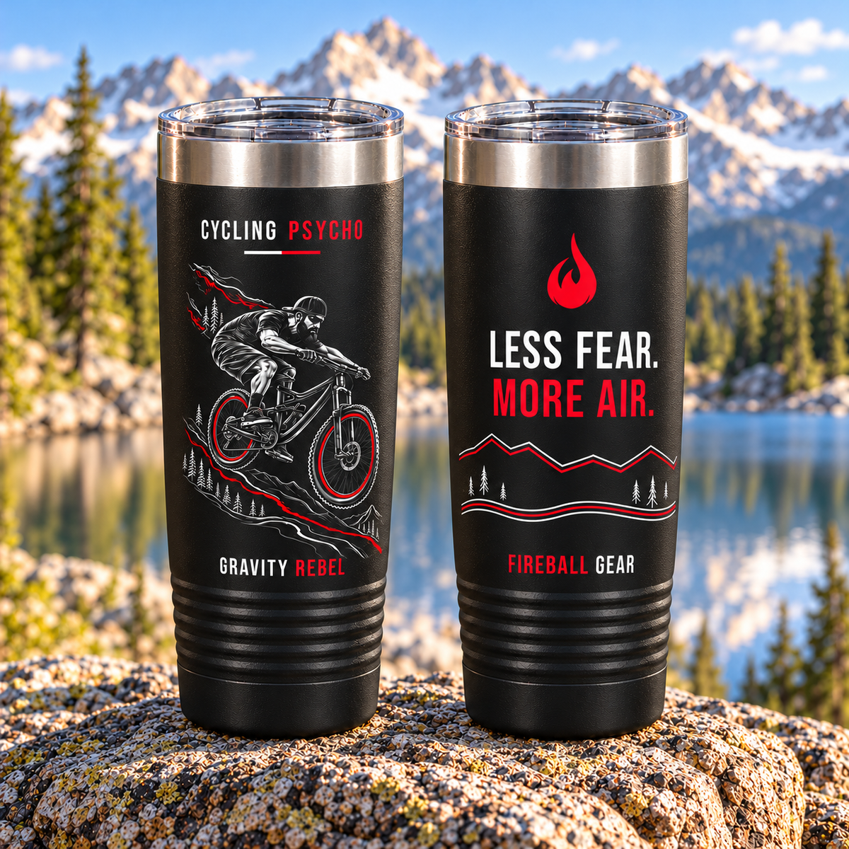 Cycling Psycho - Gravity Rebel - Black - Insulated Tumbler, 20oz