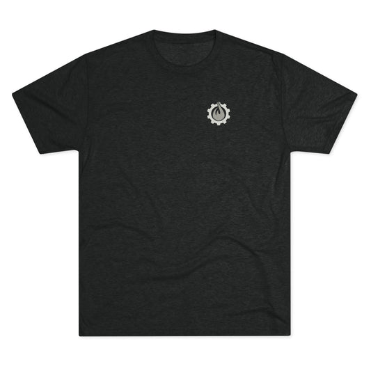 Fireball Gear - Flame & Gear - Gray & White - Triblend T-shirt