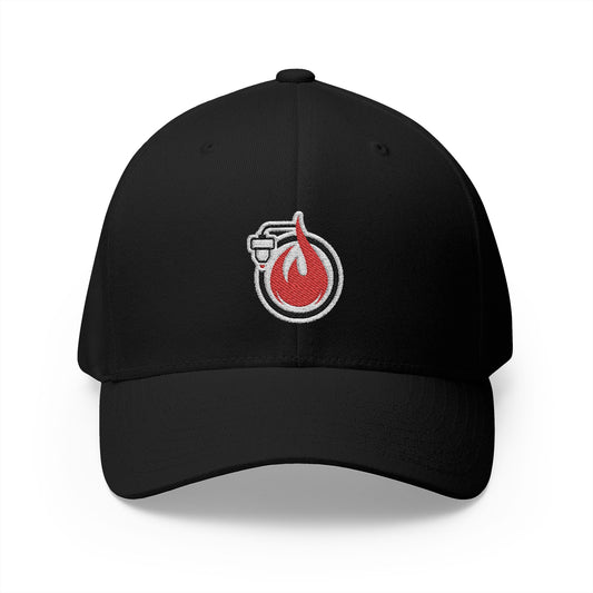 Fireball 3D - Brand Logo - Red & White - Dark Colors - FlexFit Cap