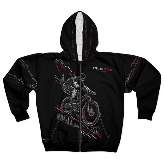 Cycling Psycho - Gravity Rebel - Black - Unisex Zip Hoodie