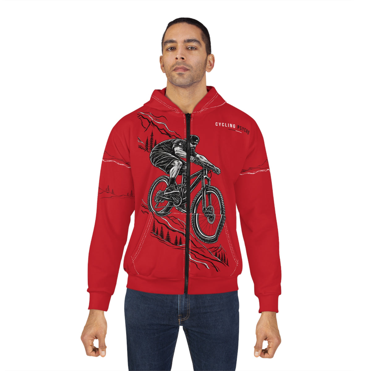 Cycling Psycho - Gravity Rebel - Red - Unisex Zip Hoodie