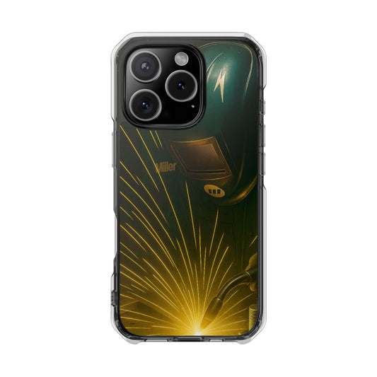 Miller Welder - Fundas magnéticas transparentes resistentes a impactos para iPhone