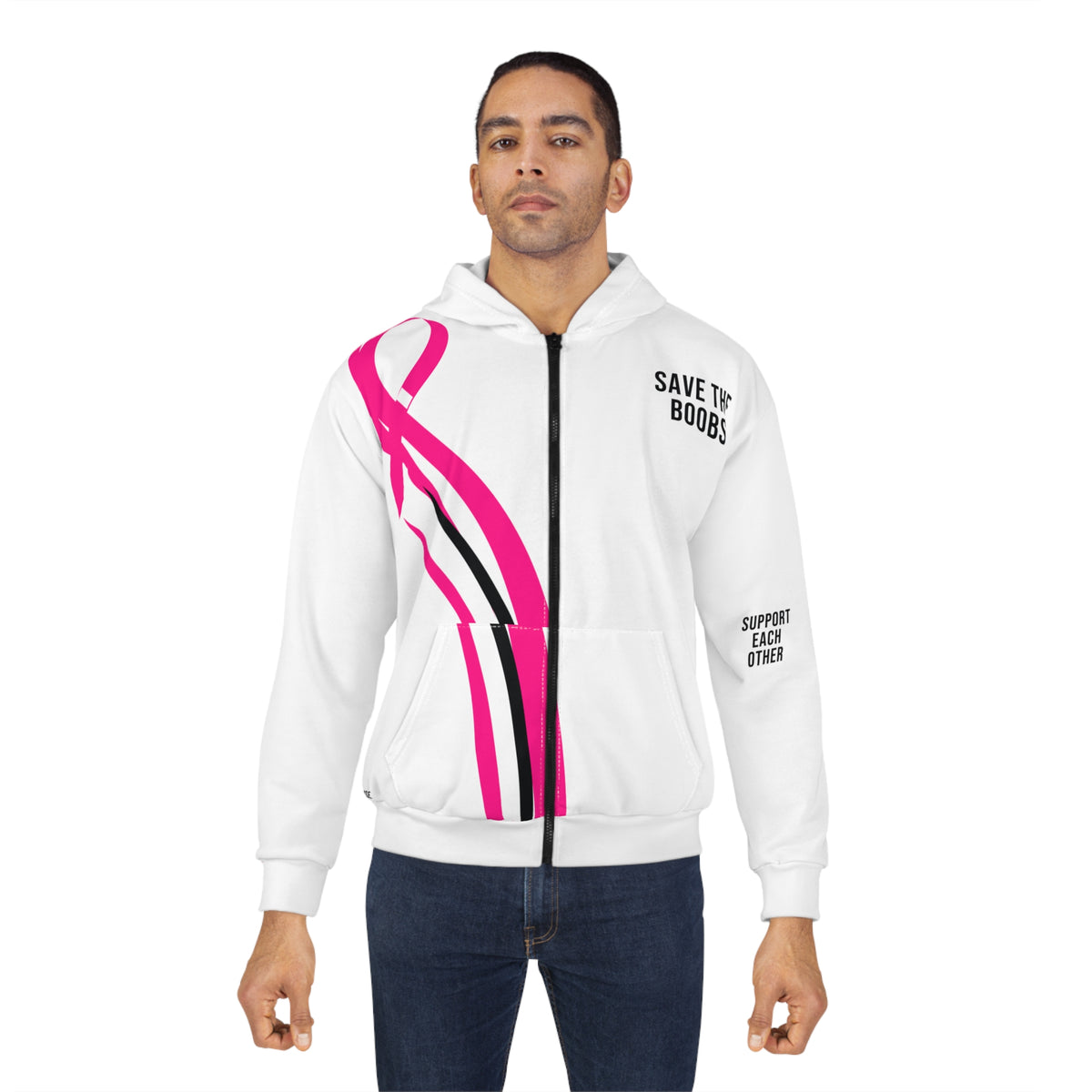 Pink Purpose - White - Unisex Zip Hoodie