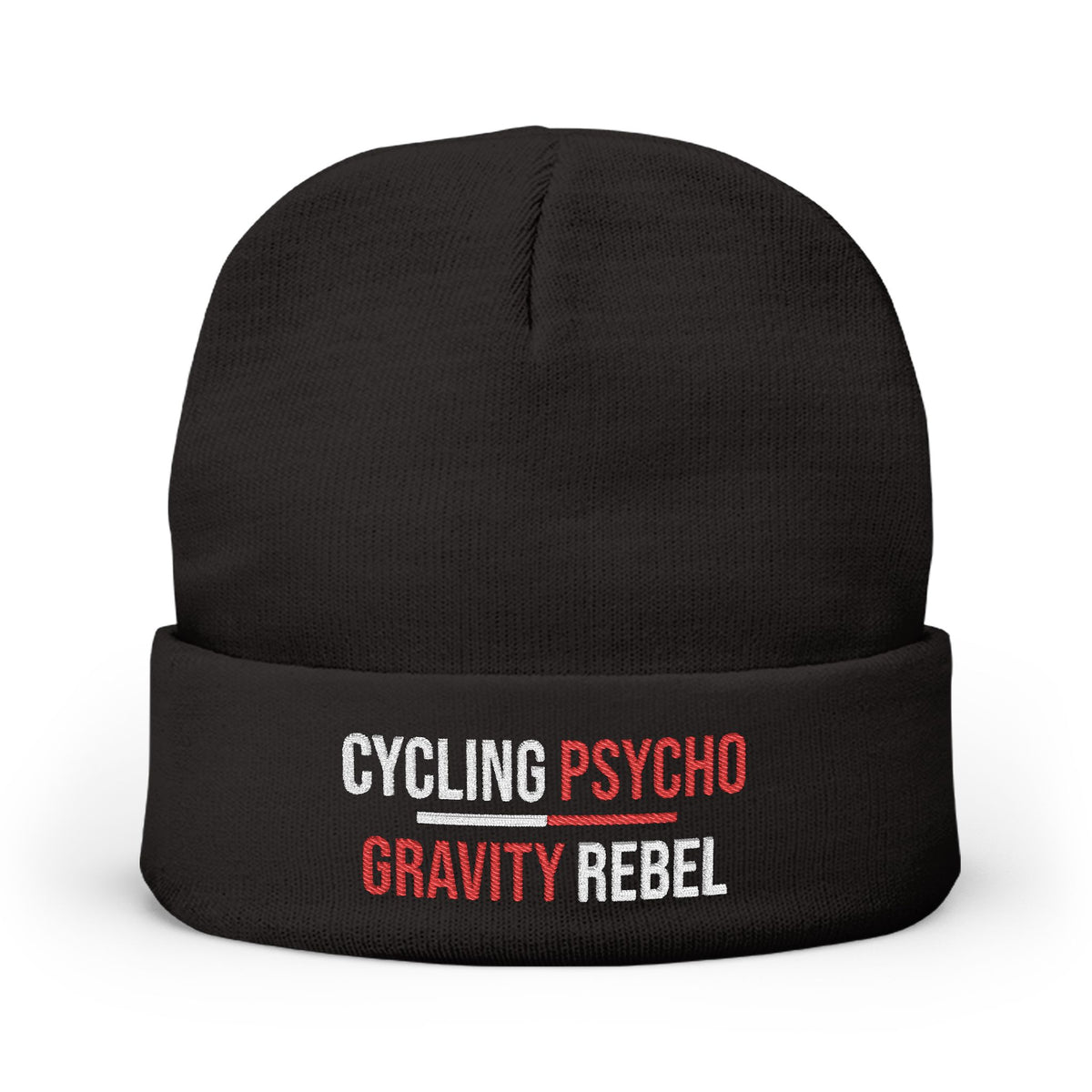 Cycling Psycho - Gravity Rebel - Black - Embroidered Knit Beanie