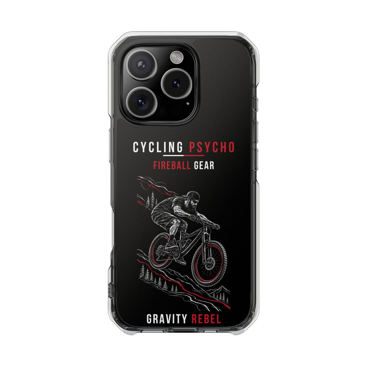 Cycling Psycho - Gravity Rebel - Black - Magnetic Clear Impact iPhone Case