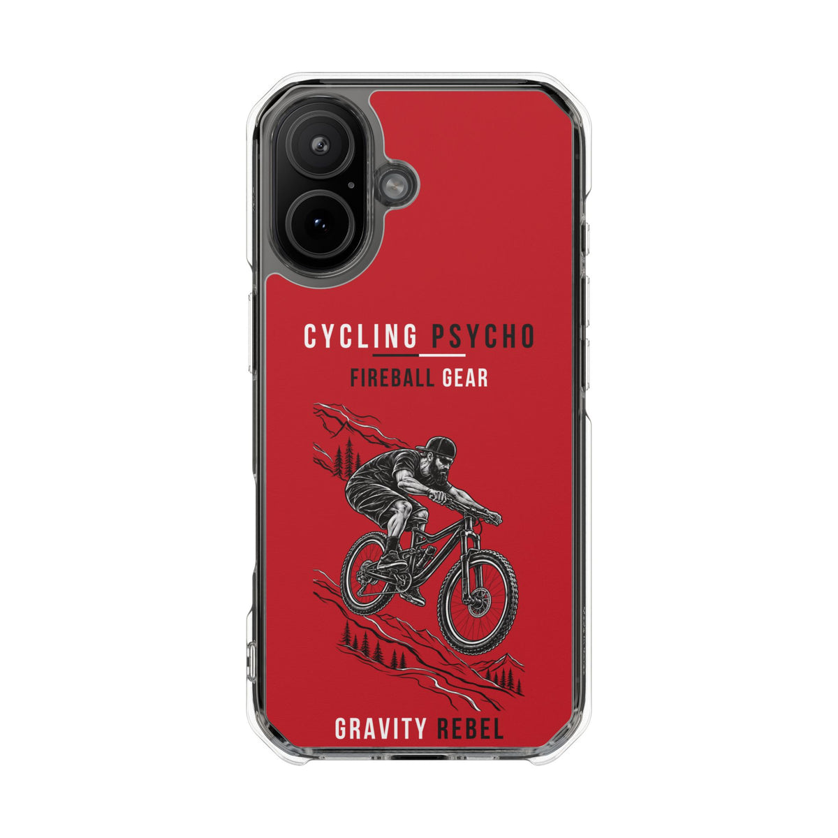 Cycling Psycho - Gravity Rebel - Red - Magnetic Clear Impact iPhone Case