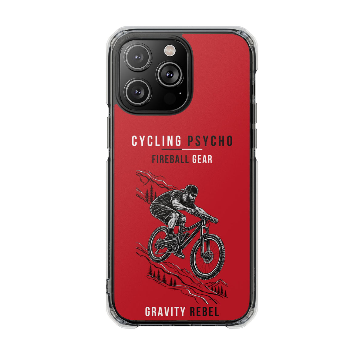 Cycling Psycho - Gravity Rebel - Red - Magnetic Clear Impact iPhone Case