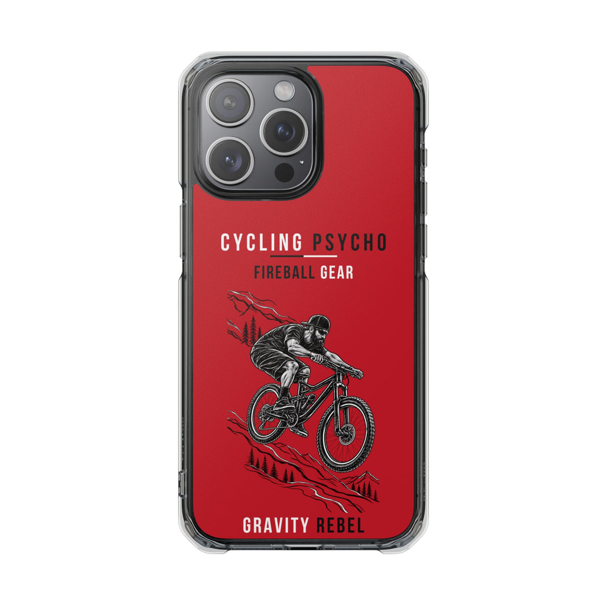 Cycling Psycho - Gravity Rebel - Red - Magnetic Clear Impact iPhone Case