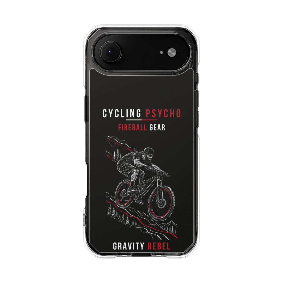Cycling Psycho - Gravity Rebel - Black - Magnetic Clear Impact iPhone Case