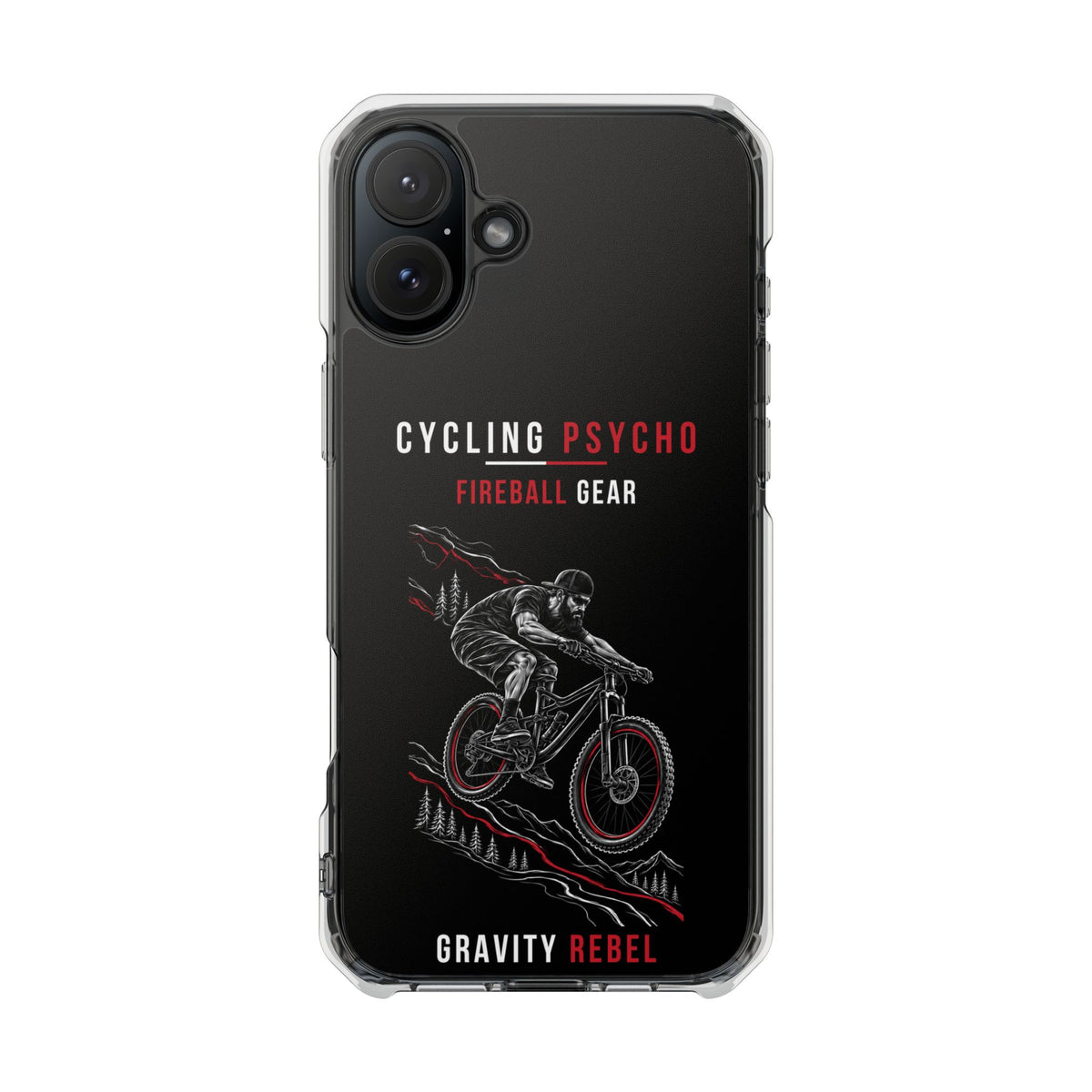 Cycling Psycho - Gravity Rebel - Black - Magnetic Clear Impact iPhone Case