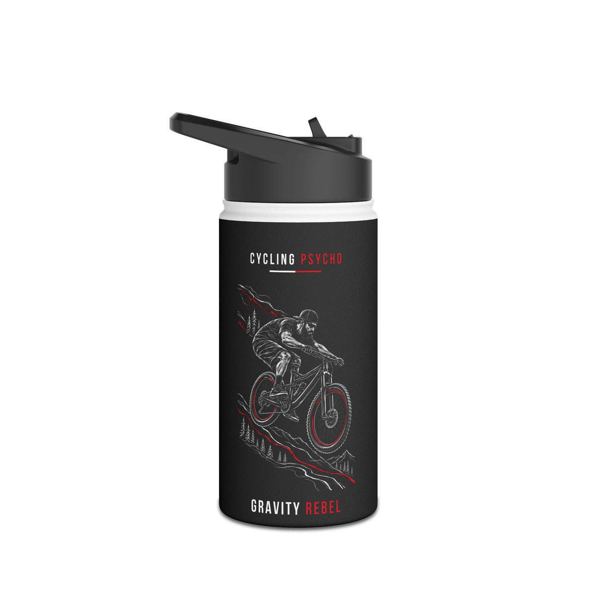 Cycling Psycho - Gravity Rebel - Black - Stainless Steel Water Bottle