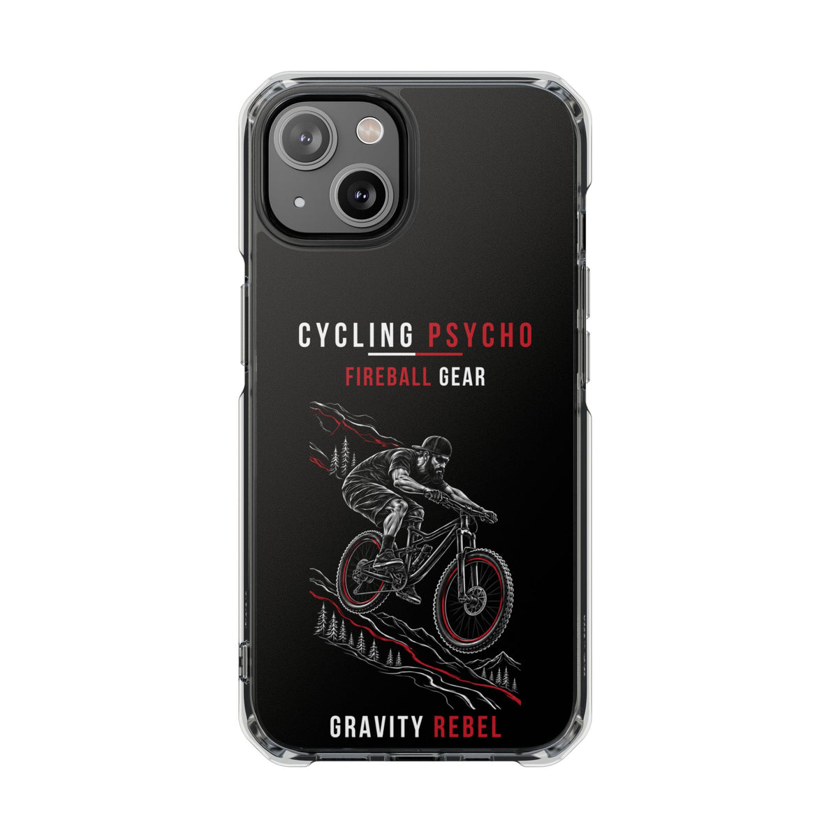 Cycling Psycho - Gravity Rebel - Black - Magnetic Clear Impact iPhone Case