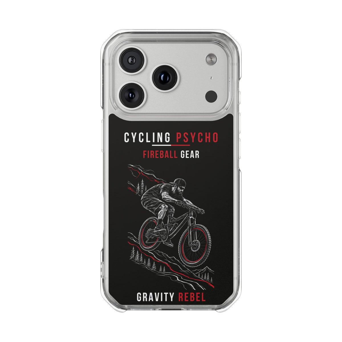 Cycling Psycho - Gravity Rebel - Black - Magnetic Clear Impact iPhone Case