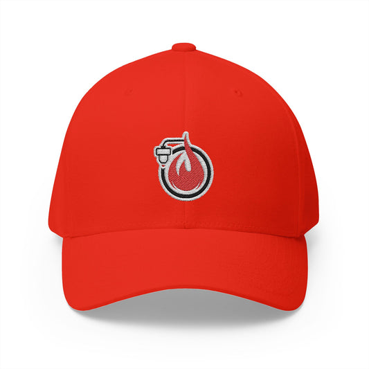 Fireball 3D - Brand Logo - Red & White - Light Colors - FlexFit Cap