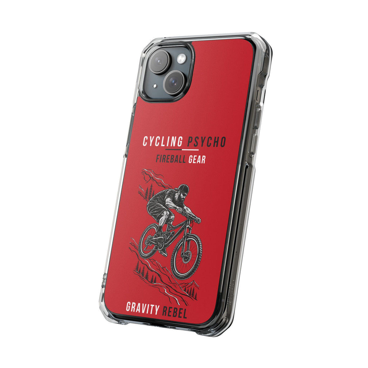 Cycling Psycho - Gravity Rebel - Red - Magnetic Clear Impact iPhone Case