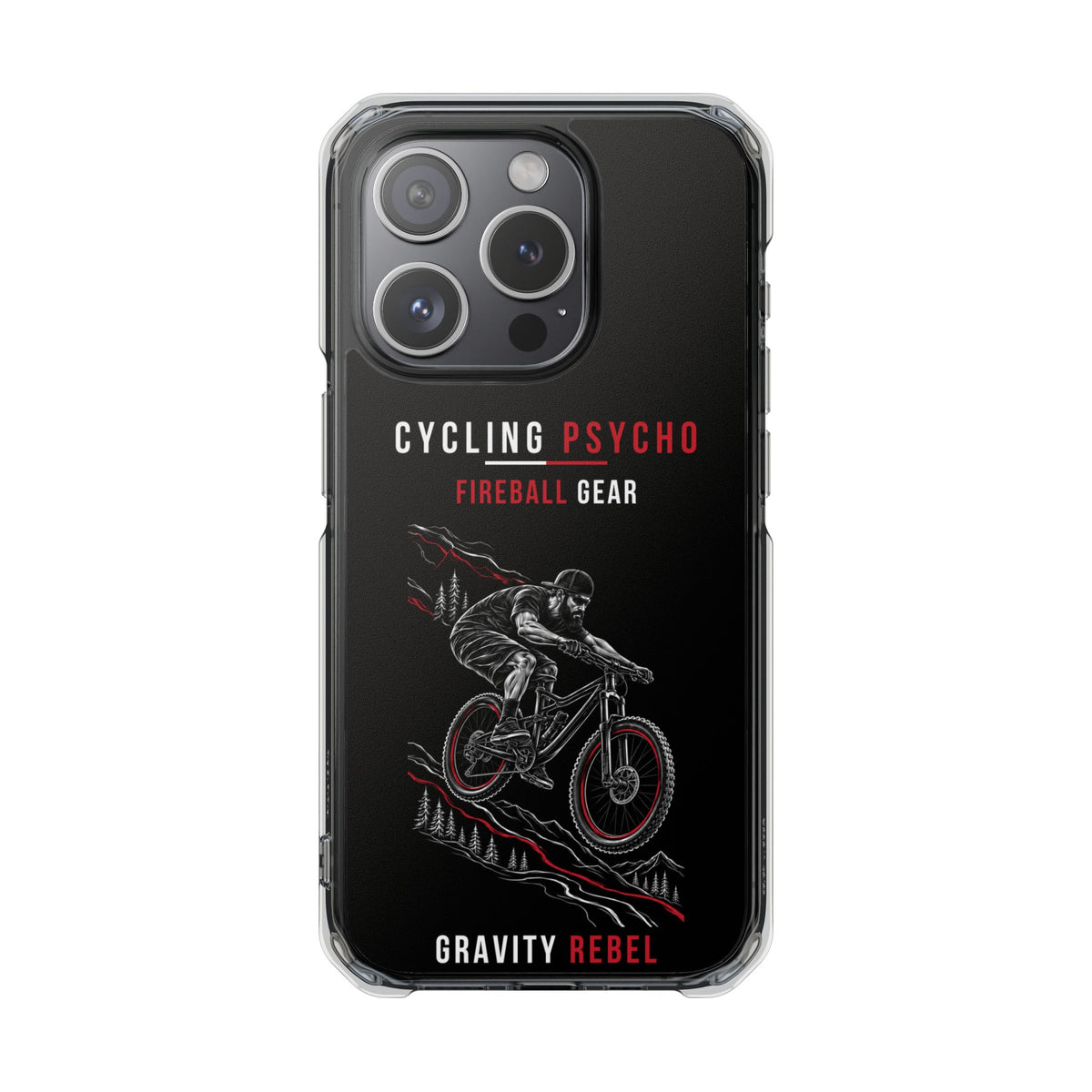Cycling Psycho - Gravity Rebel - Black - Magnetic Clear Impact iPhone Case