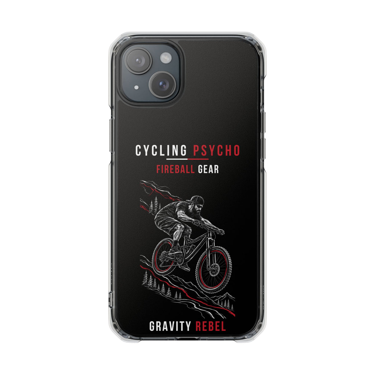 Cycling Psycho - Gravity Rebel - Black - Magnetic Clear Impact iPhone Case