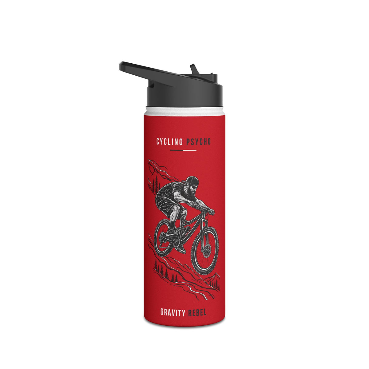 Cycling Psycho - Gravity Rebel - Red - Stainless Steel Water Bottle