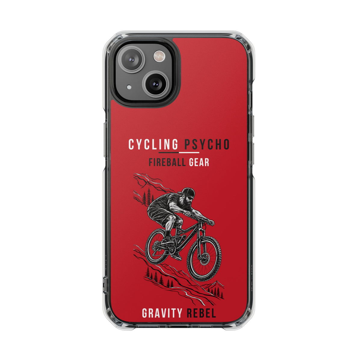 Cycling Psycho - Gravity Rebel - Red - Magnetic Clear Impact iPhone Case