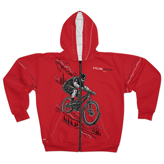 Cycling Psycho - Gravity Rebel - Red - Unisex Zip Hoodie