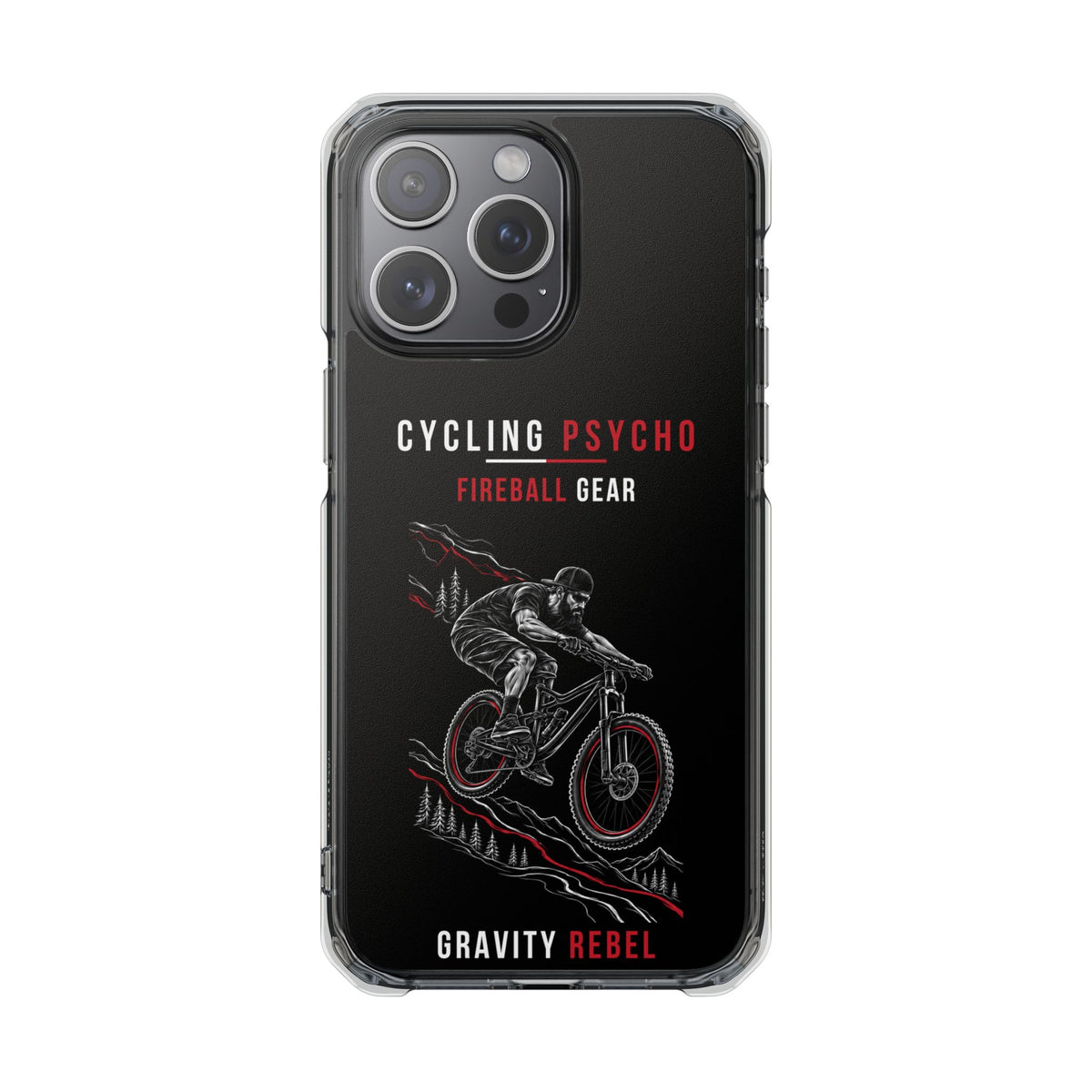 Cycling Psycho - Gravity Rebel - Black - Magnetic Clear Impact iPhone Case