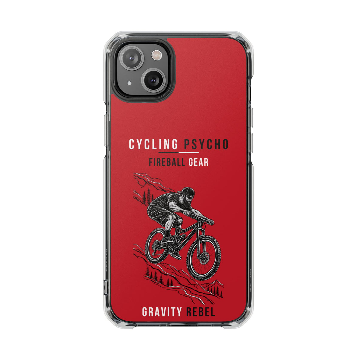Cycling Psycho - Gravity Rebel - Red - Magnetic Clear Impact iPhone Case