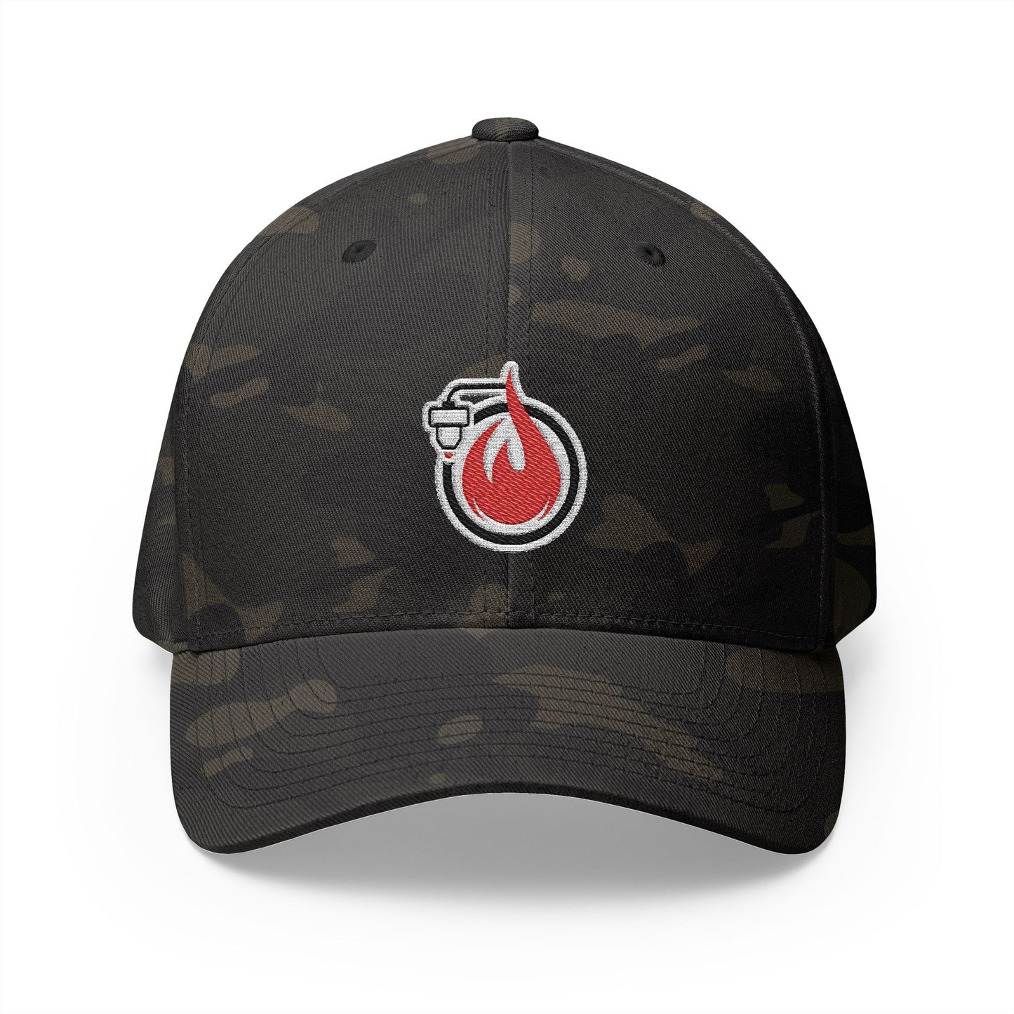 Fireball 3D - Brand Logo - Red & White - Dark Colors - FlexFit Cap