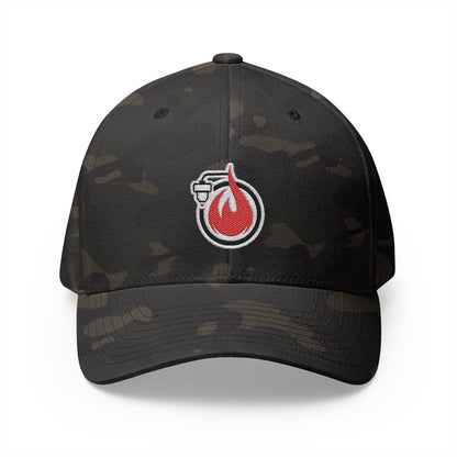 Fireball 3D - Brand Logo - Red & White - Dark Colors - FlexFit Cap