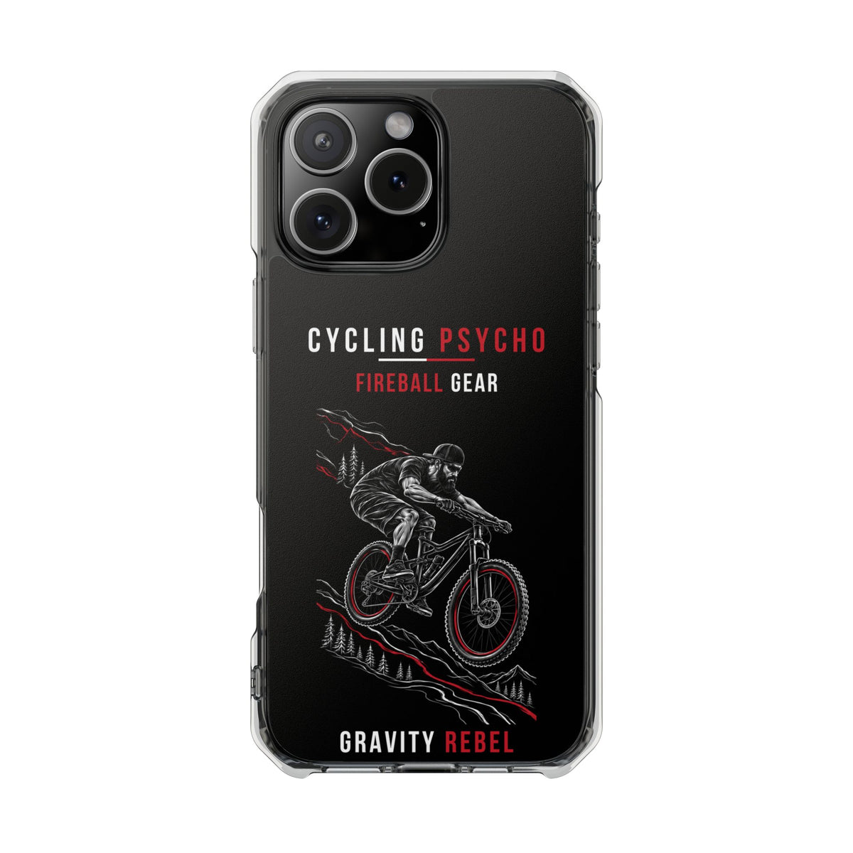 Cycling Psycho - Gravity Rebel - Black - Magnetic Clear Impact iPhone Case