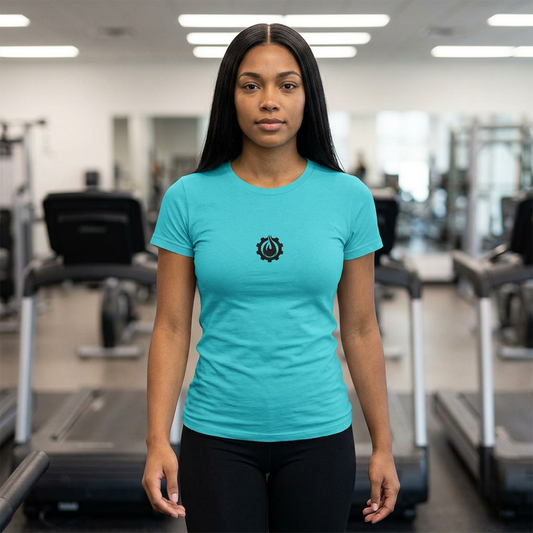 Fireball Gear - Flame &amp; Gear - Camiseta ajustada para mujer - Negra