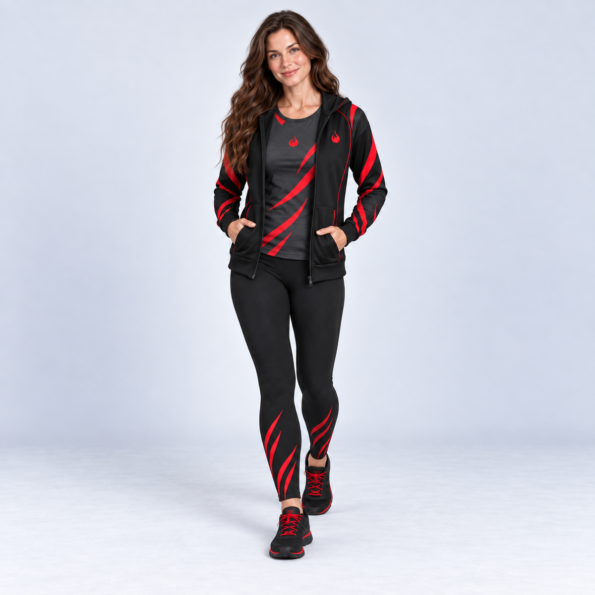 Flames Edge – Black & Red Zip Hoodie