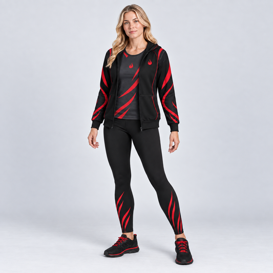 Flames Edge – Black & Red Zip Hoodie