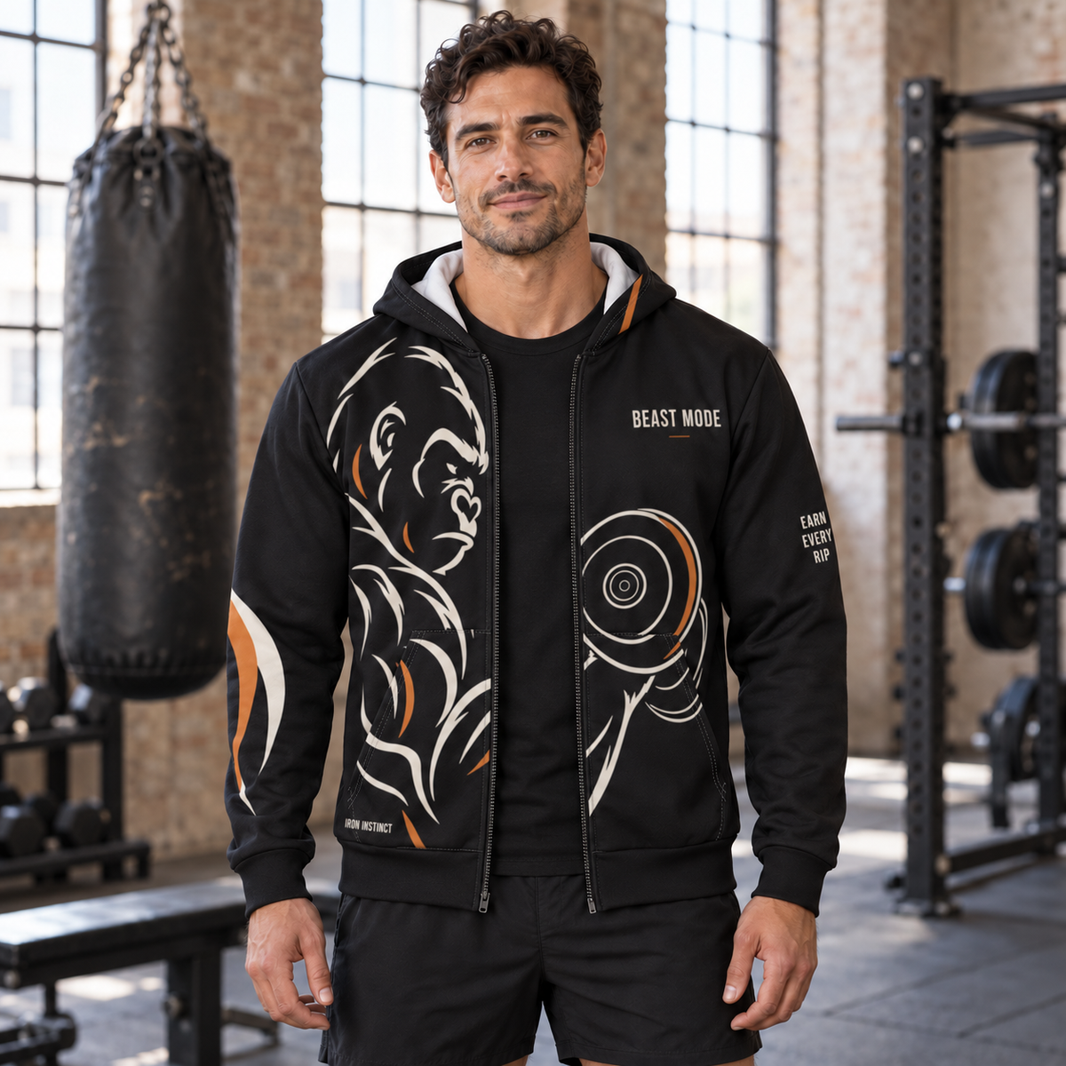 Beast Mode - Iron Instinct - Black - Unisex Zip Hoodie