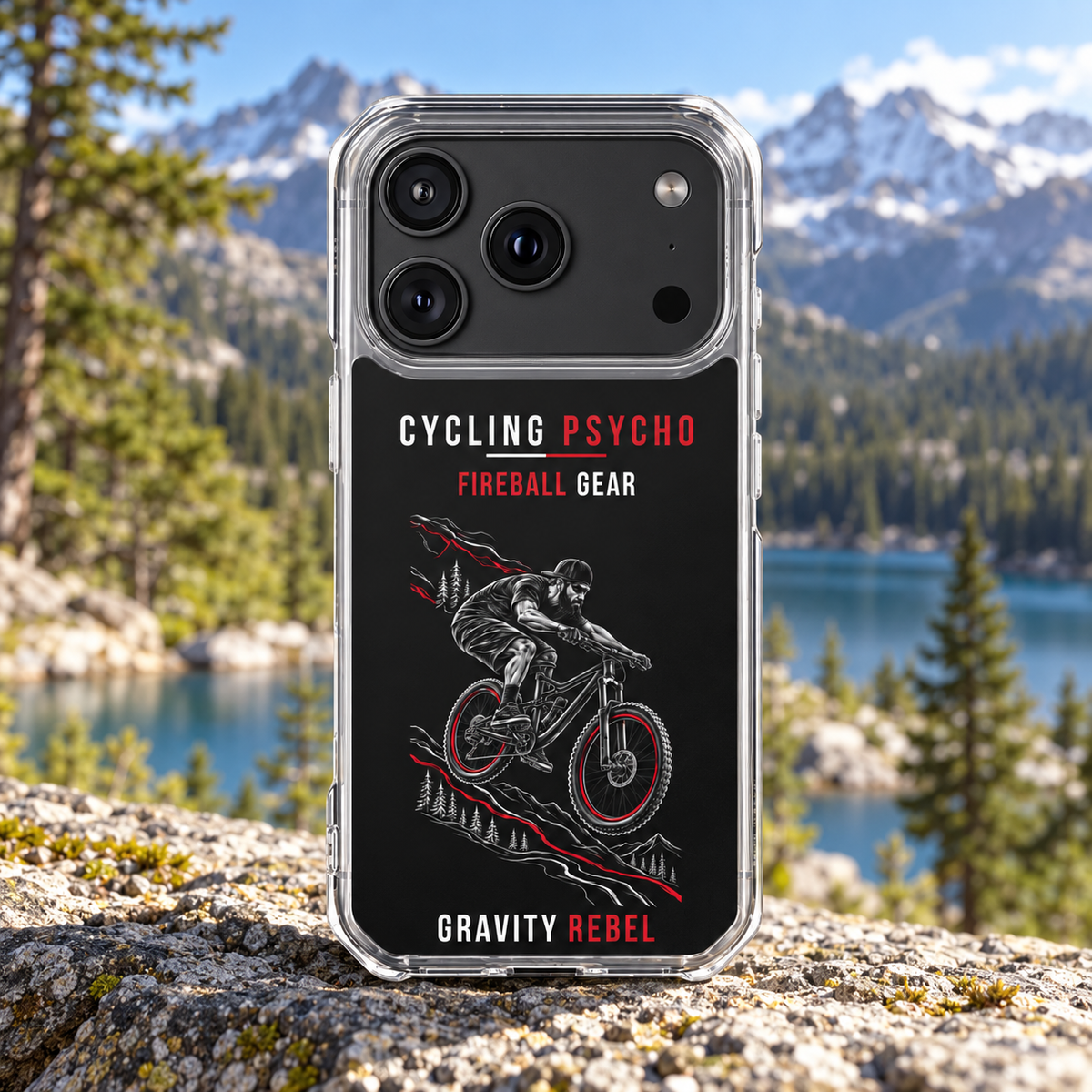 Cycling Psycho - Gravity Rebel - Black - Magnetic Clear Impact iPhone Case