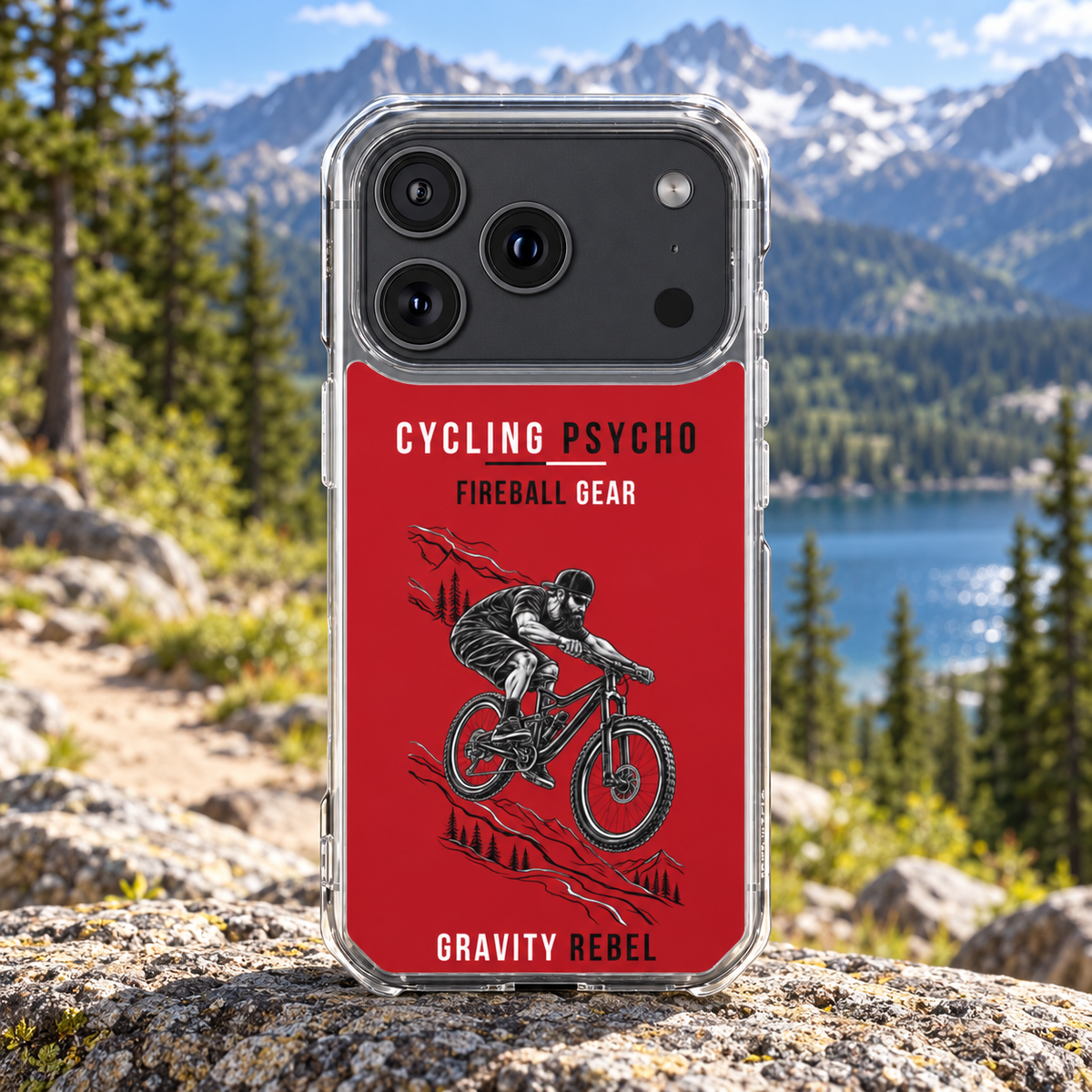 Cycling Psycho - Gravity Rebel - Red - Magnetic Clear Impact iPhone Case