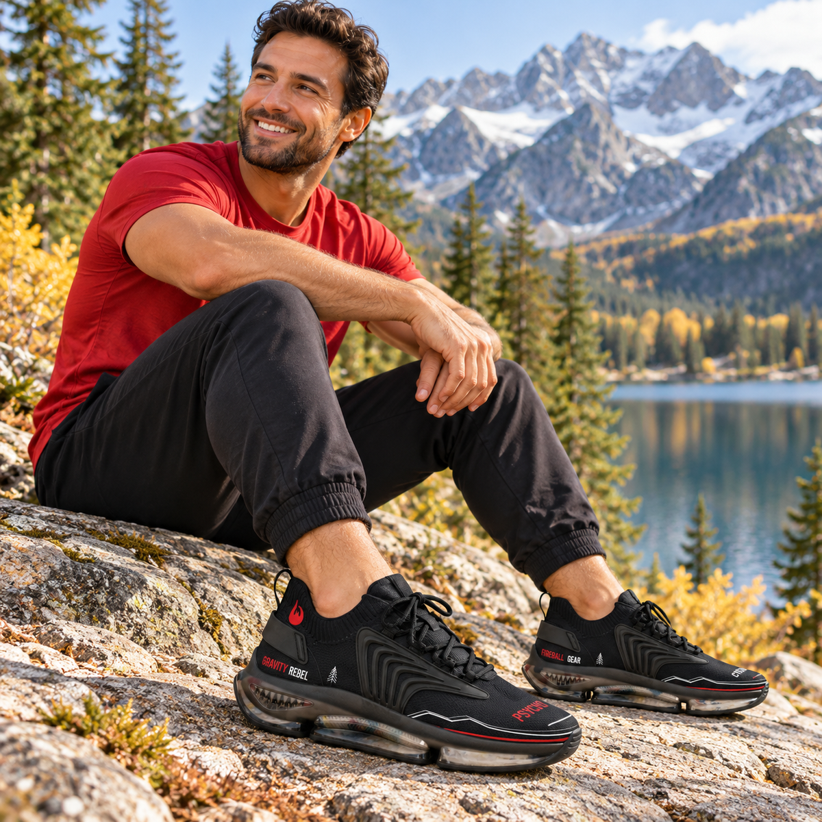 Cycling Psycho - Gravity Rebel - Black - Men’s Mesh Sneakers