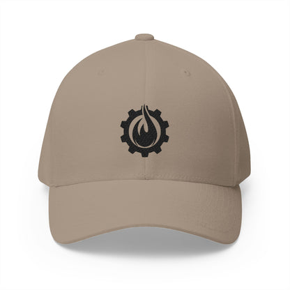 Fireball Gear - Flame & Gear - Black - FlexFit Embroidered Baseball Cap