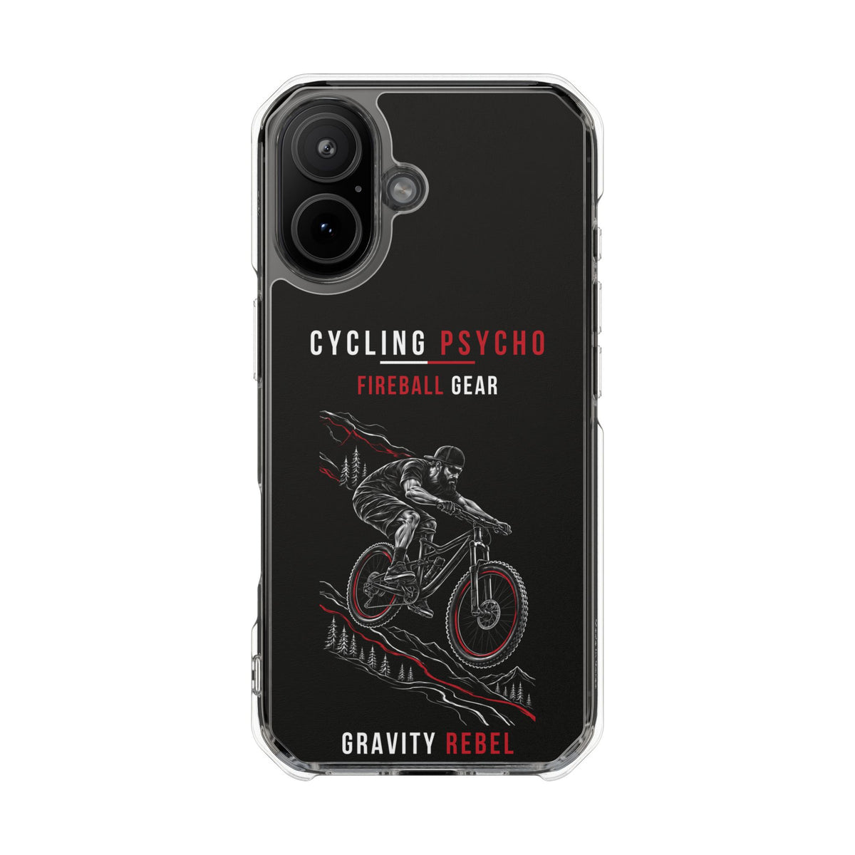Cycling Psycho - Gravity Rebel - Black - Magnetic Clear Impact iPhone Case