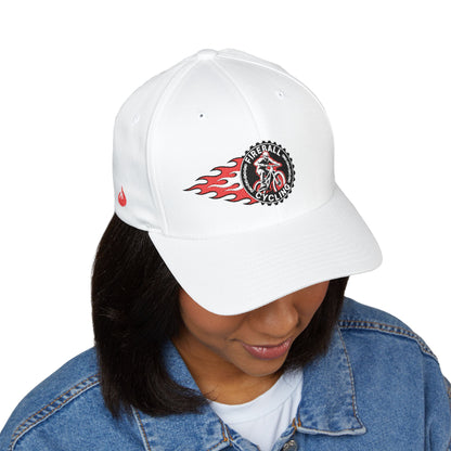 Fireball Cycling - Flaming Rider Front - FlexFit White Caps