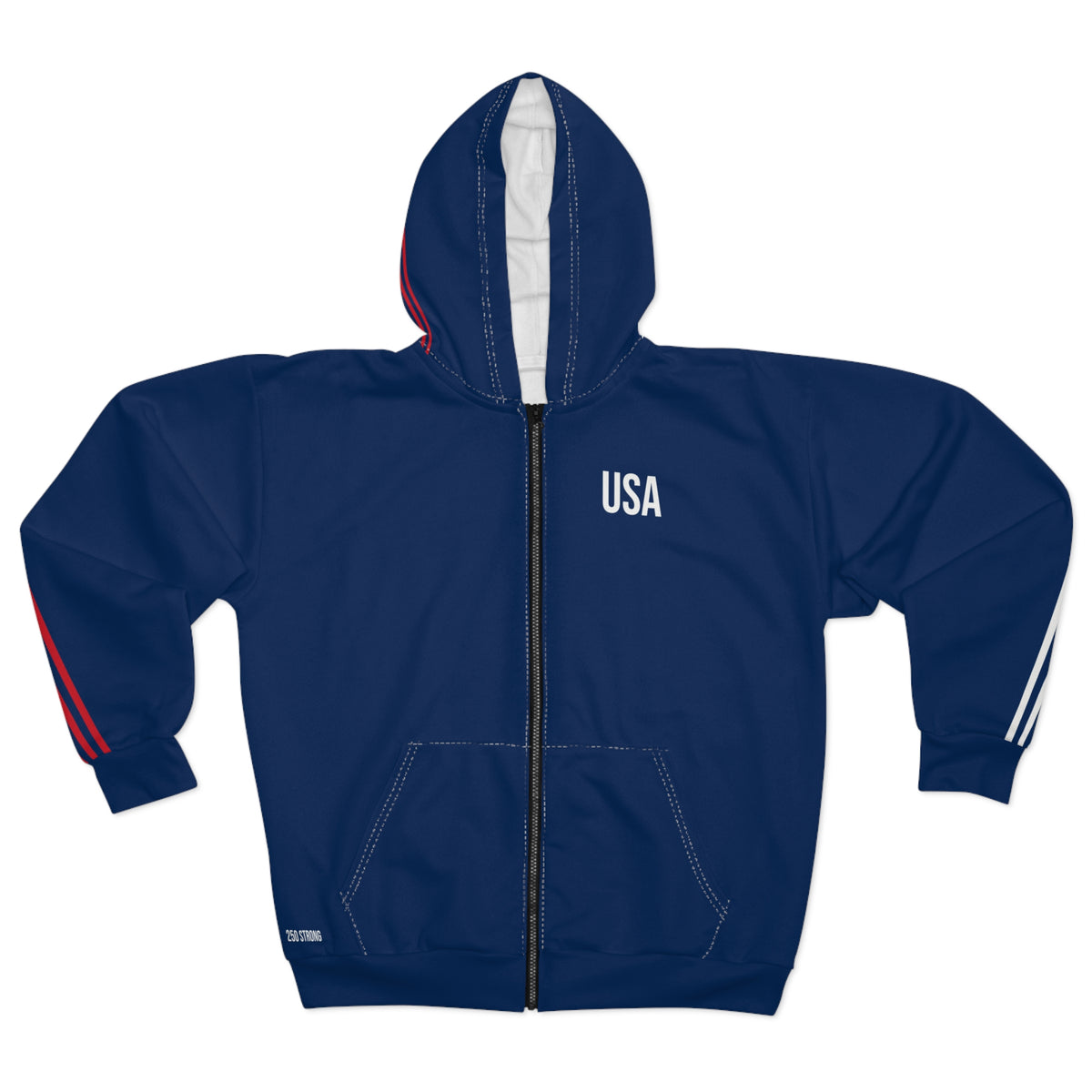 250 Strong - Navy - Unisex Zip Hoodie