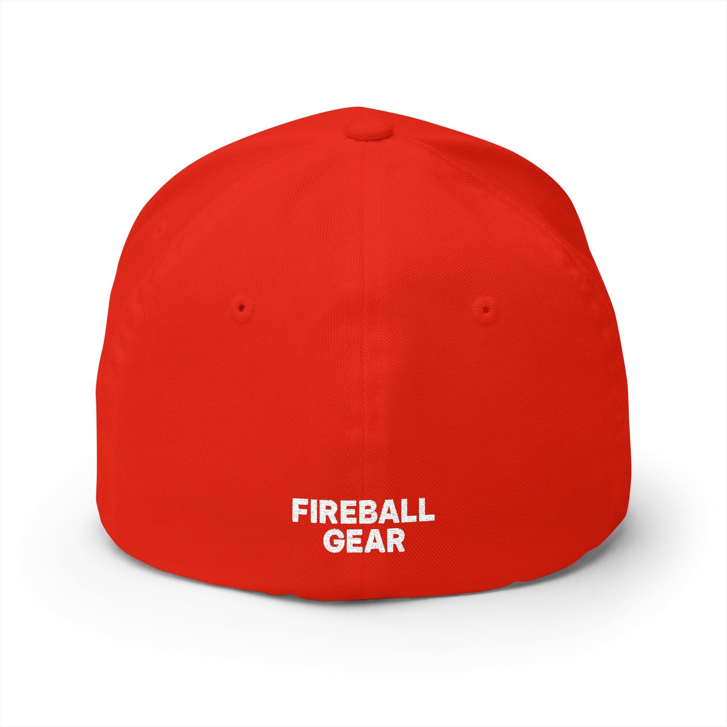 Fireball Gear - Flame & Gear - White - FlexFit Embroidered Baseball Cap