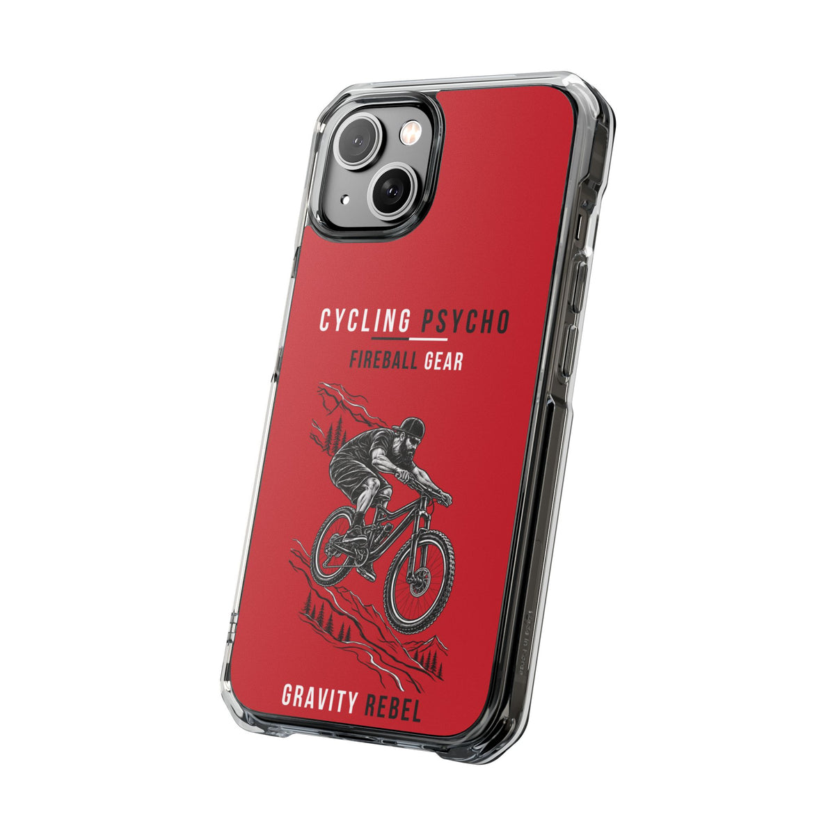 Cycling Psycho - Gravity Rebel - Red - Magnetic Clear Impact iPhone Case