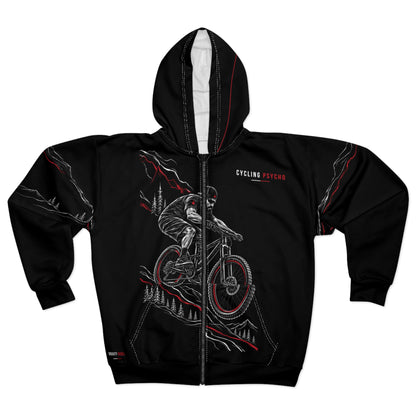 Cycling Psycho - Gravity Rebel - Black - Unisex Zip Hoodie