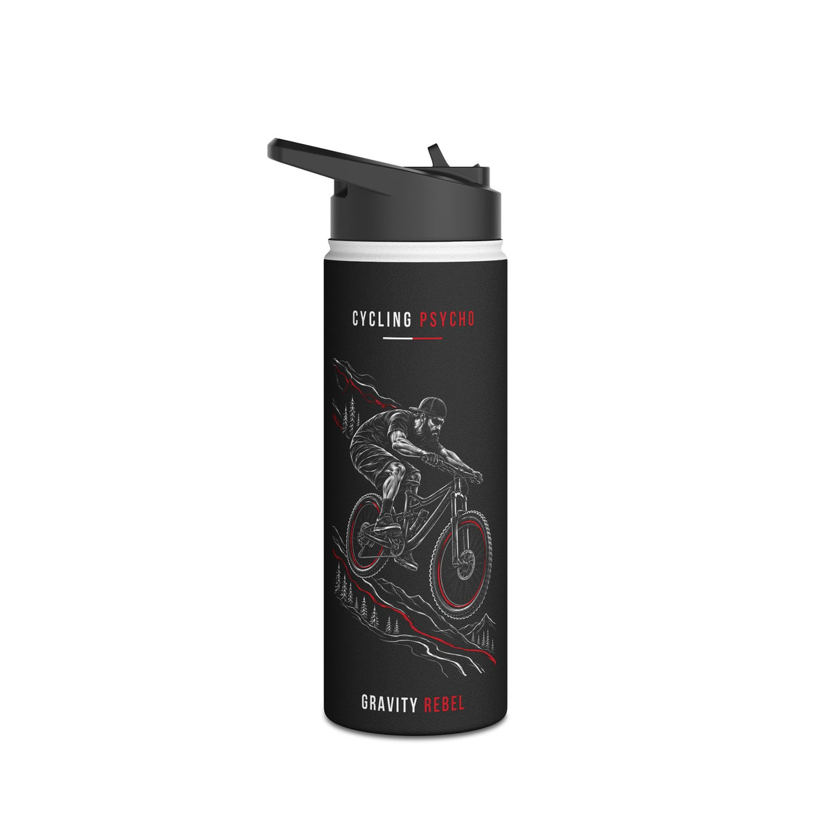 Cycling Psycho - Gravity Rebel - Black - Stainless Steel Water Bottle