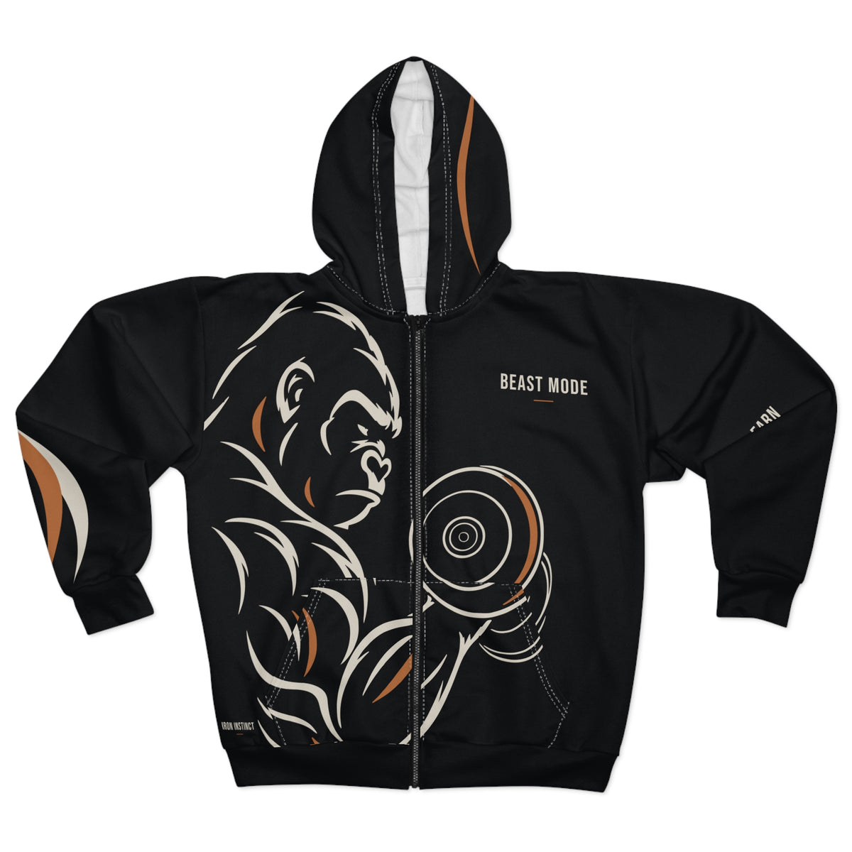 Beast Mode - Iron Instinct - Black - Unisex Zip Hoodie