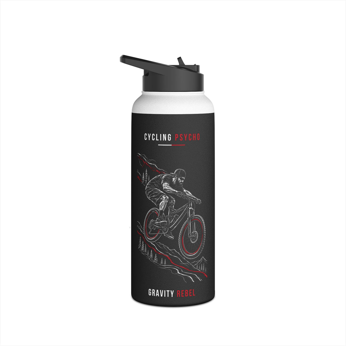 Cycling Psycho - Gravity Rebel - Black - Stainless Steel Water Bottle