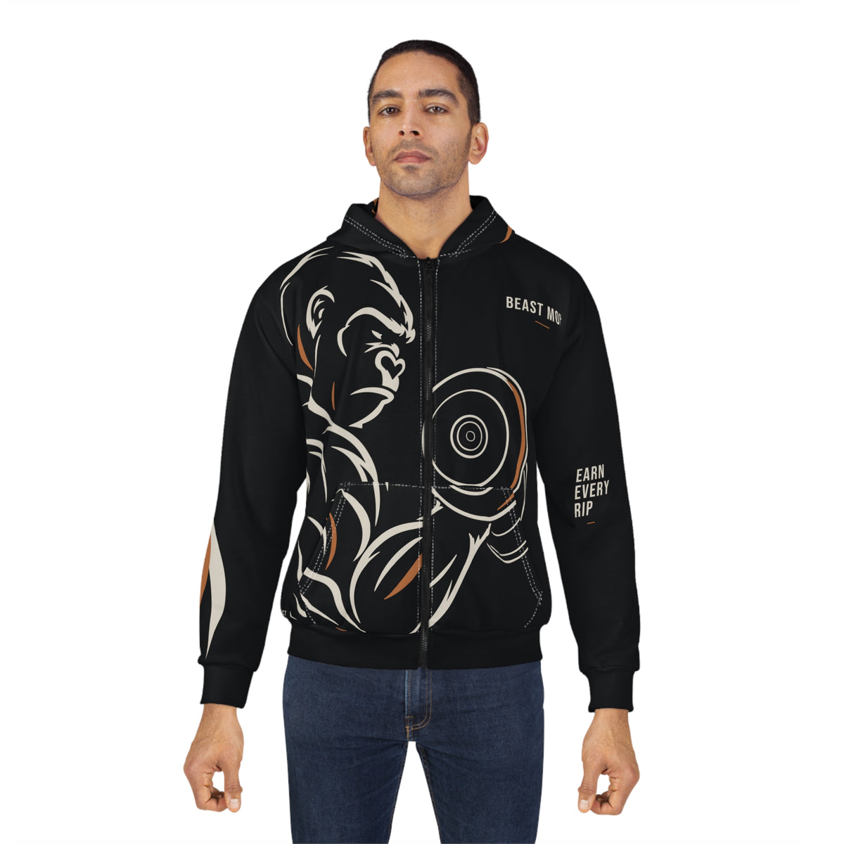 Beast Mode - Iron Instinct - Black - Unisex Zip Hoodie
